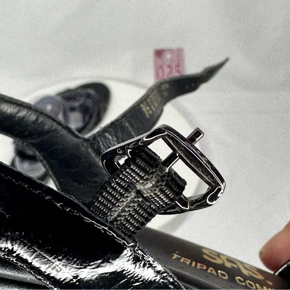 NW/OT SAS Tripad Comfort Strippy Black Patent Sandal Size 9.5 Slim - Picture 7 of 16